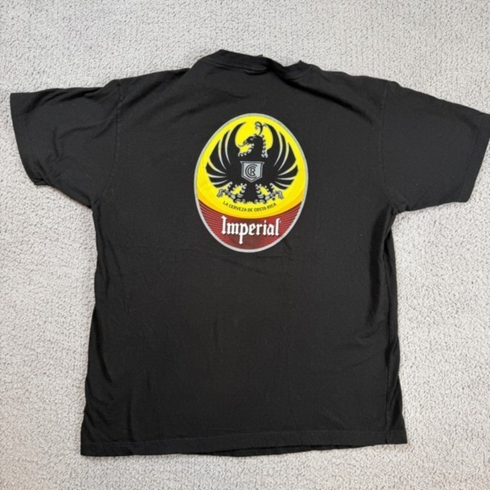 Imperial Cerveza De Costa Rica Beer Graphic T Shirt Men Large Black Short Sleeve
